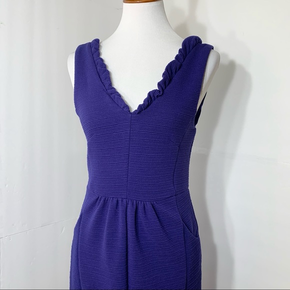 SOLD-Anthropologie Ruffled V Neck Pencil Dress - Picture 5 of 12